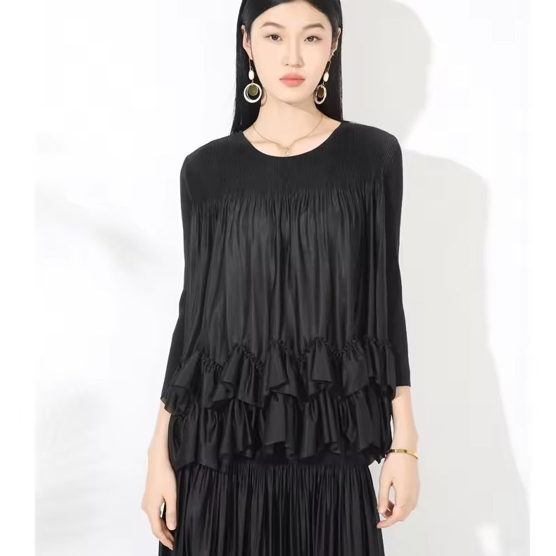 Midnight Ripple Shirt & Skirt Set