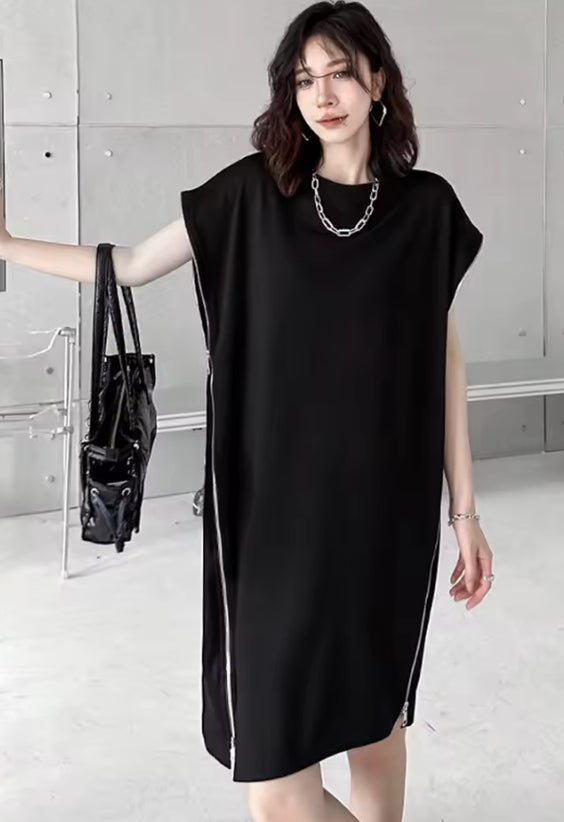 Zipper Edge Shift Dress — One Size