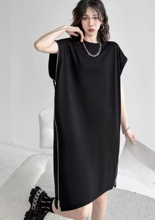 Zipper Edge Shift Dress — One Size