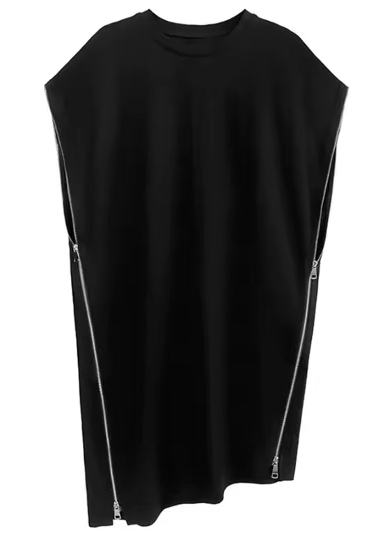 Zipper Edge Shift Dress — One Size