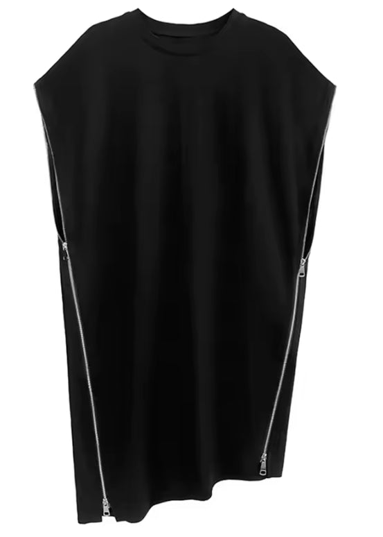 Zipper Edge Shift Dress — One Size