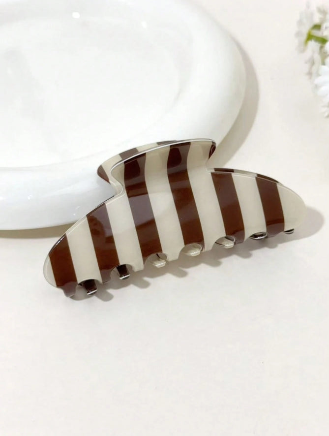 Brown & Cream Stripe Hair Clip