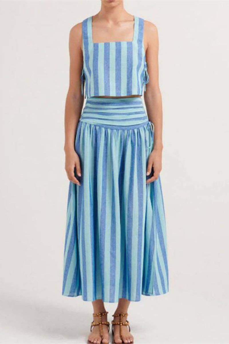 Striped Two-Piece Skirt Set