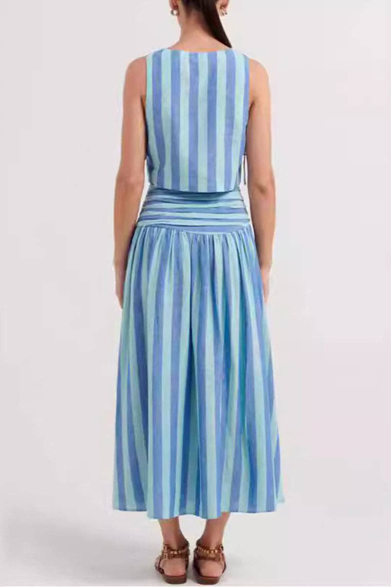 Striped Two-Piece Skirt Set