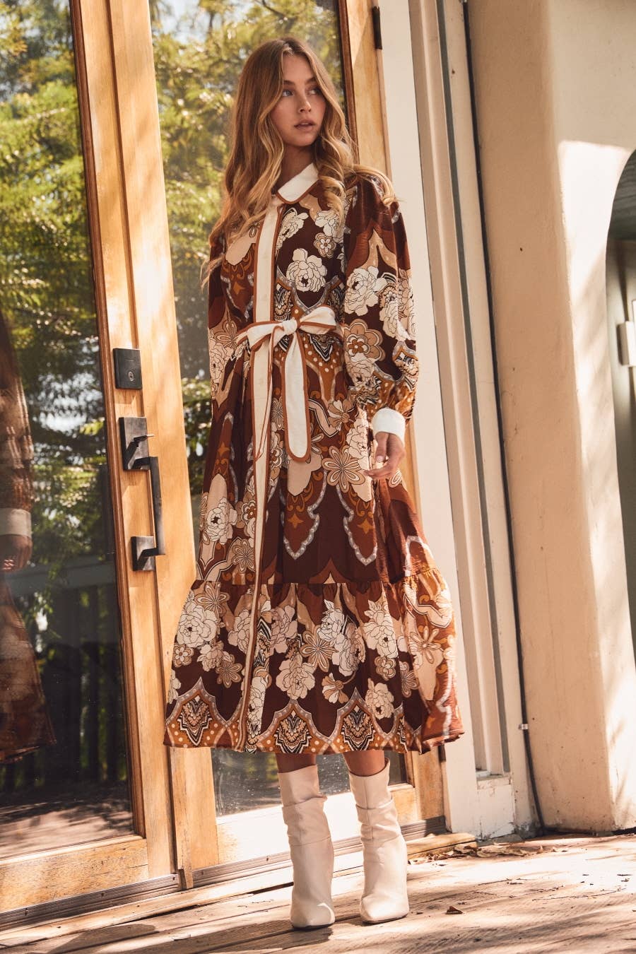 Retro Printed Midi Dress