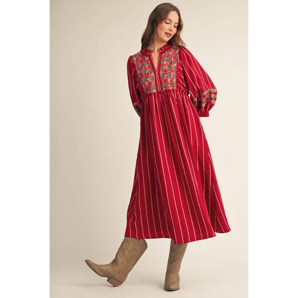 Belle Embroidered Midi Dress