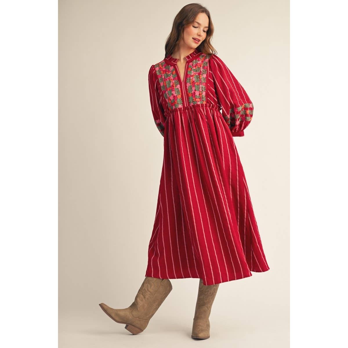 Belle Embroidered Midi Dress