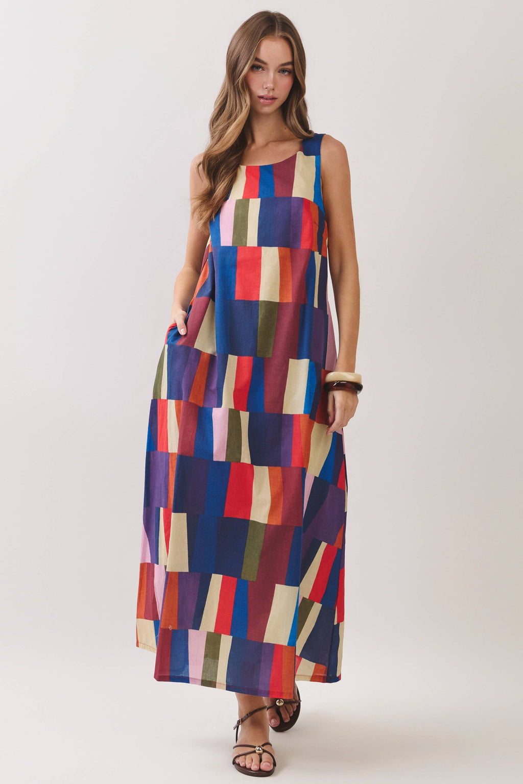 Aria Geometric Print Maxi Dress