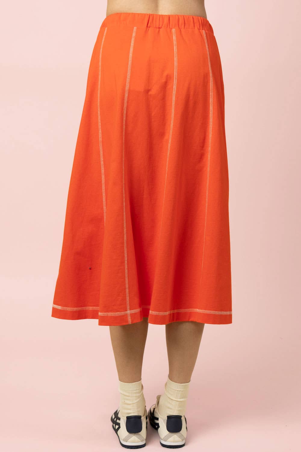 NS50213-Stitch Detail Casual Knit Midi Skirt
