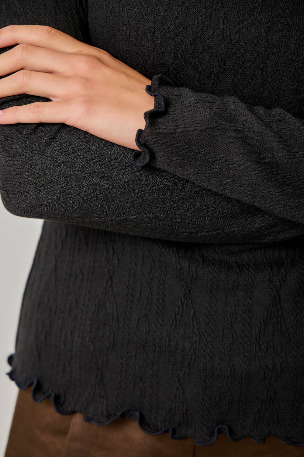61584 Cable Knit Mock Neck Top