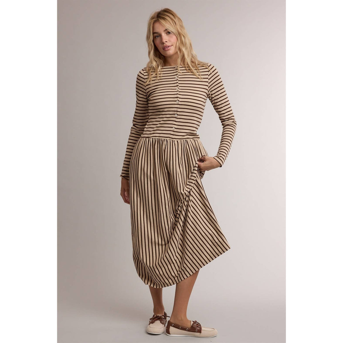 Jana Striped Midi Dress