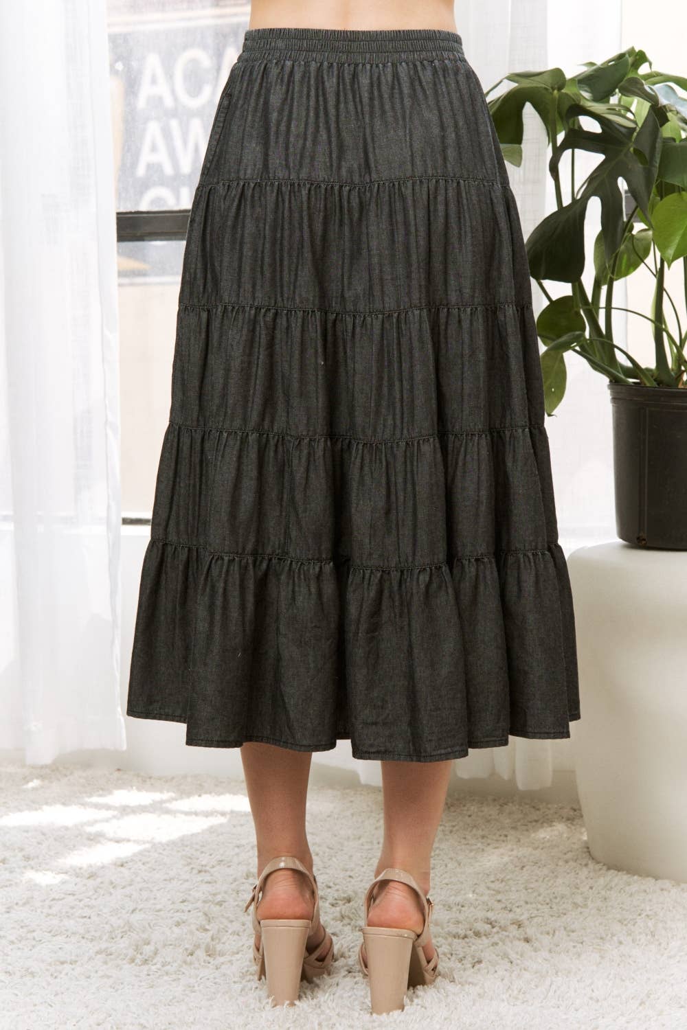 PLUS WASHED RELAXED FULL SWING MIDI SKIRT