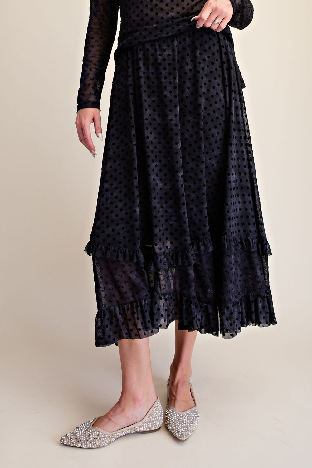 Briar Black Velvet Polka Dot Set