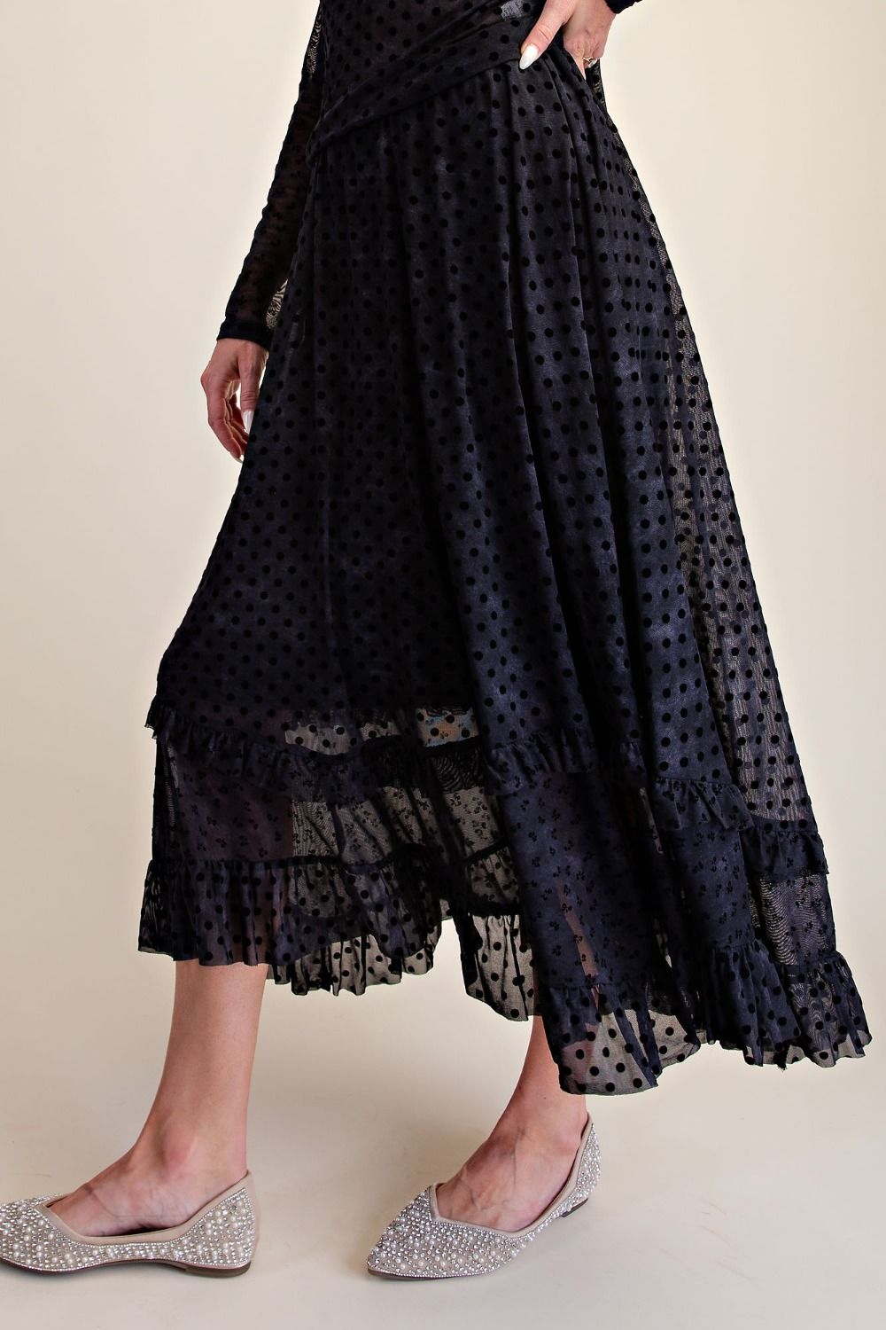 Briar Black Velvet Polka Dot Set