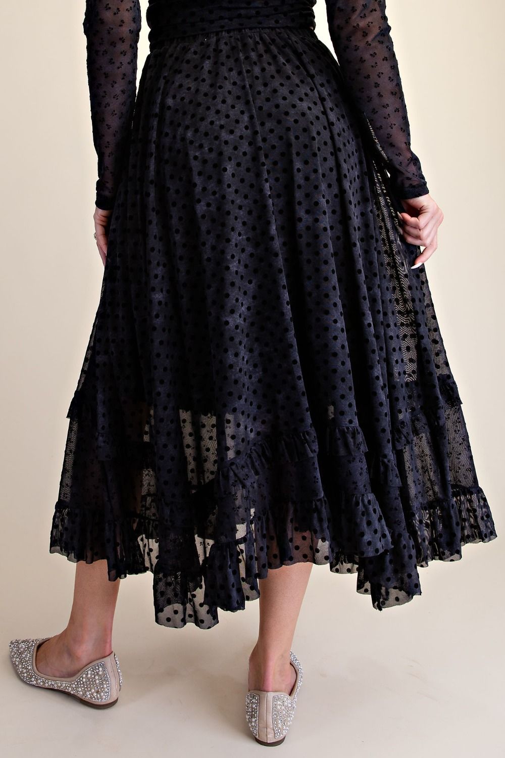 Briar Black Velvet Polka Dot Set
