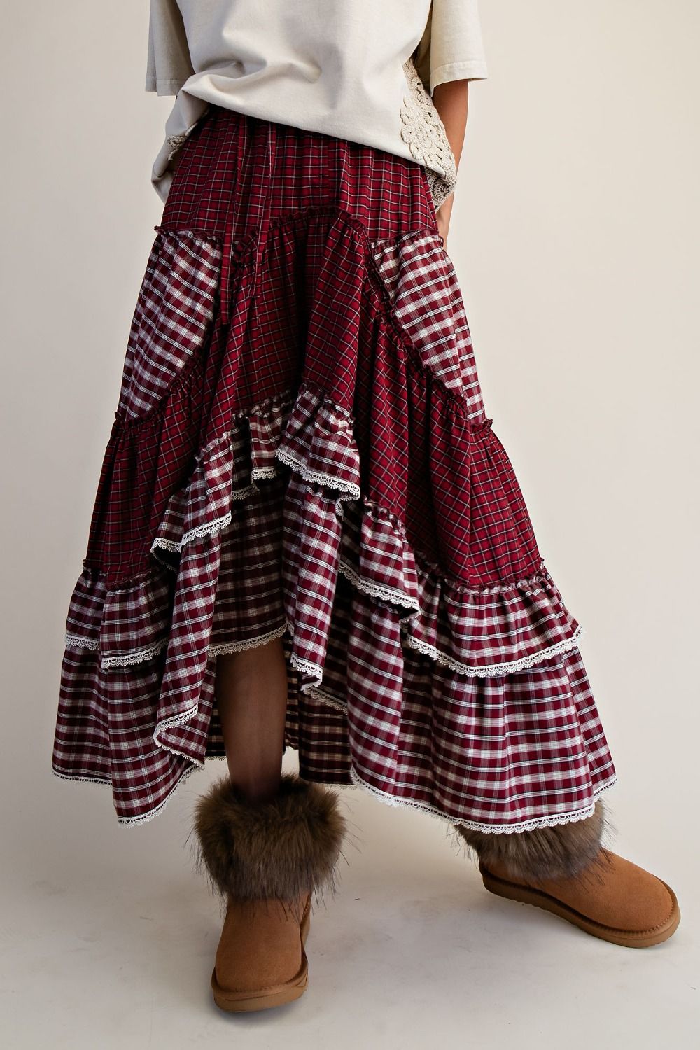 Layla Plaid Tiered Skirt