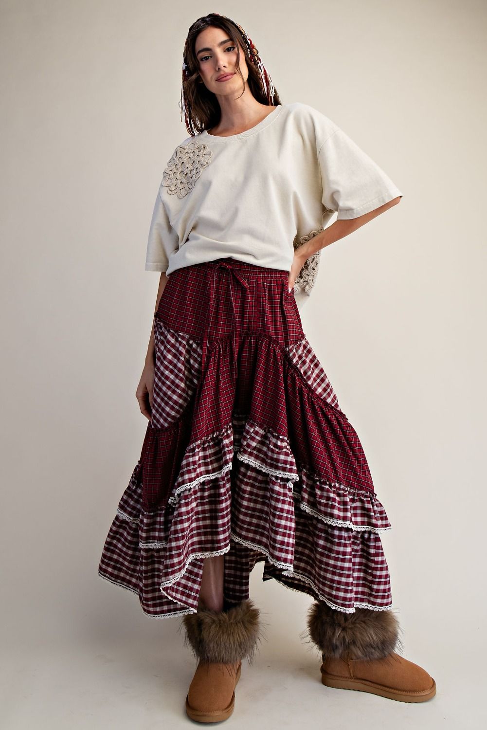 Layla Plaid Tiered Skirt
