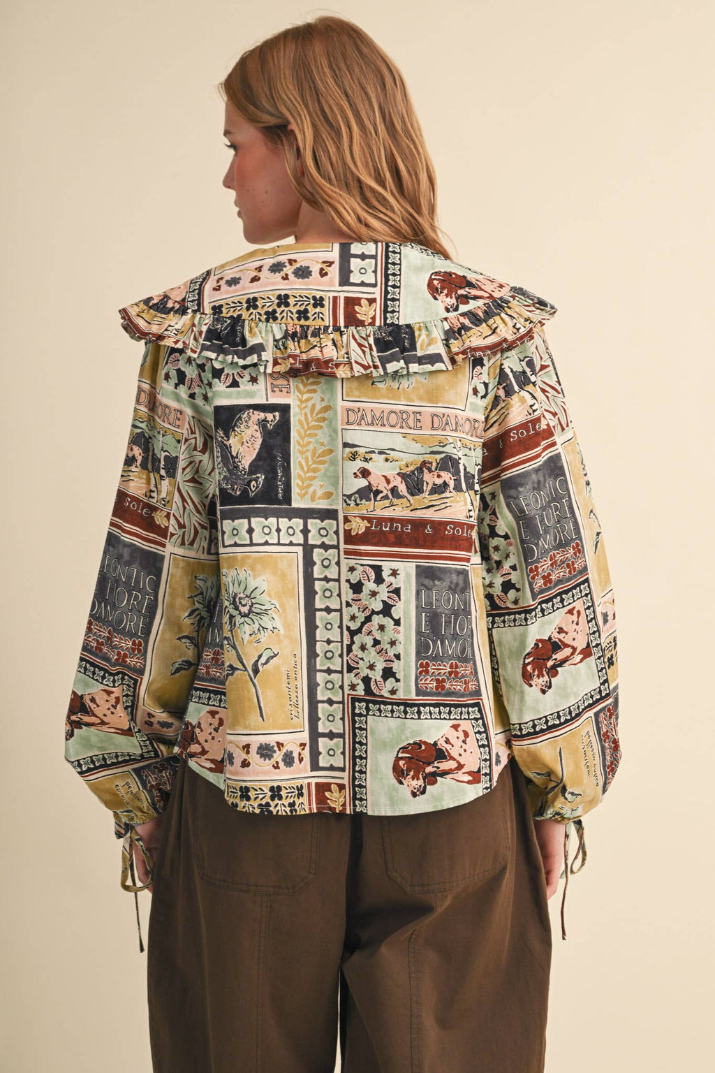 PATCHWORK PRINT DOLL COLLAR BUTTON UP TOP MTP5357
