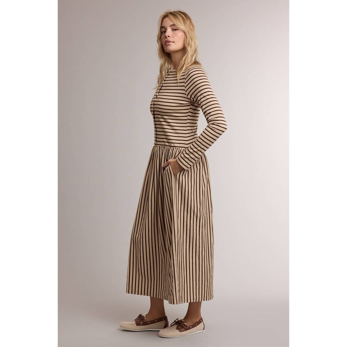 Jana Striped Midi Dress