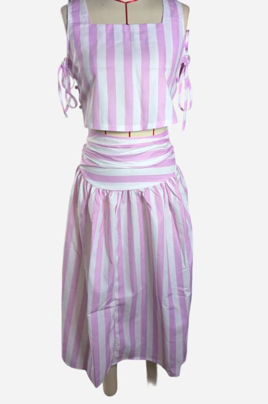 Striped Two-Piece Skirt Set