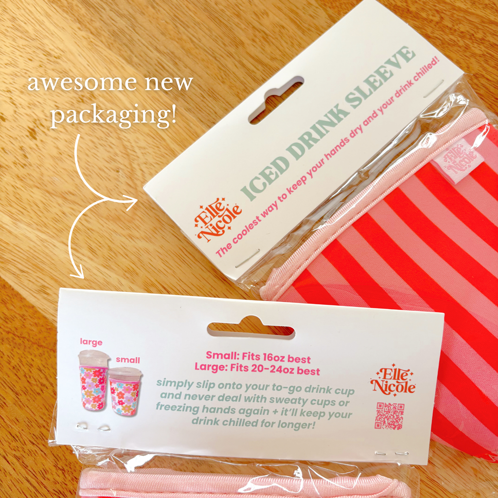 Coffee Cup Cover - Happy Striped Floral - Iced Drink Sleeve