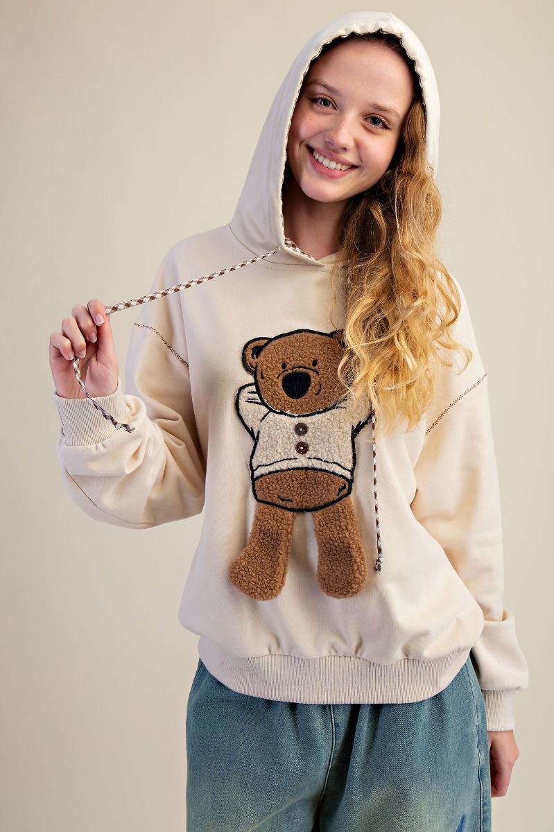 Teddy Bear Patched Hoodie