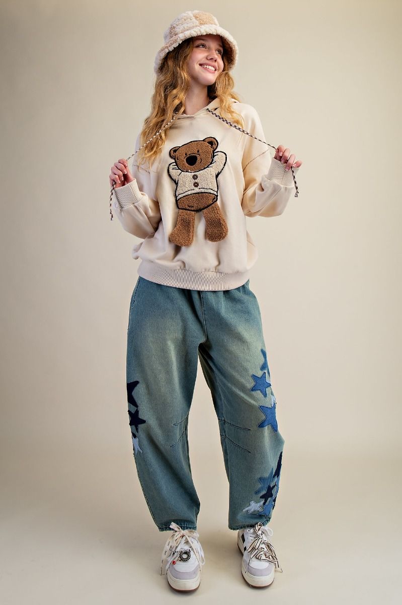 Teddy Bear Patched Hoodie