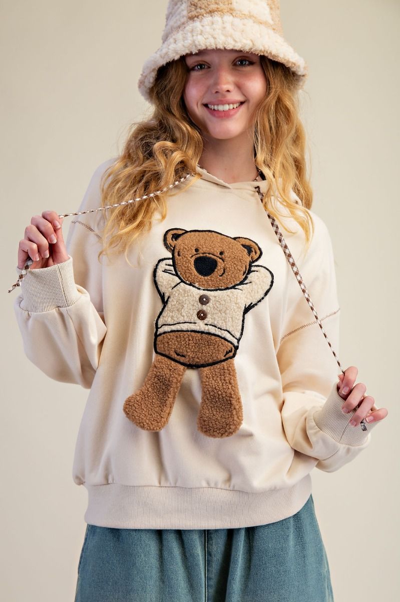 Teddy Bear Patched Hoodie