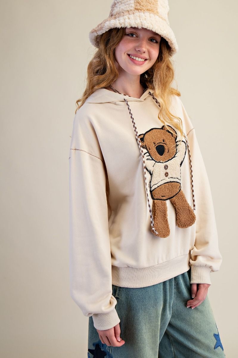 Teddy Bear Patched Hoodie