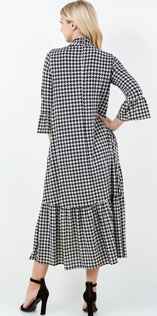 Houndstooth Neck Tie Dress