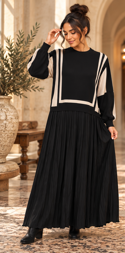 Eliana Pleated Sweater Dress 🖤