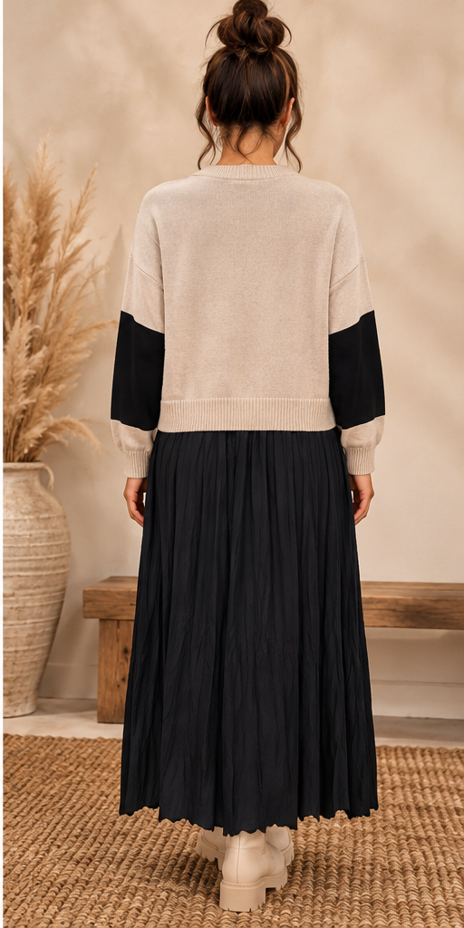 Briana Sweater Pleated Dress